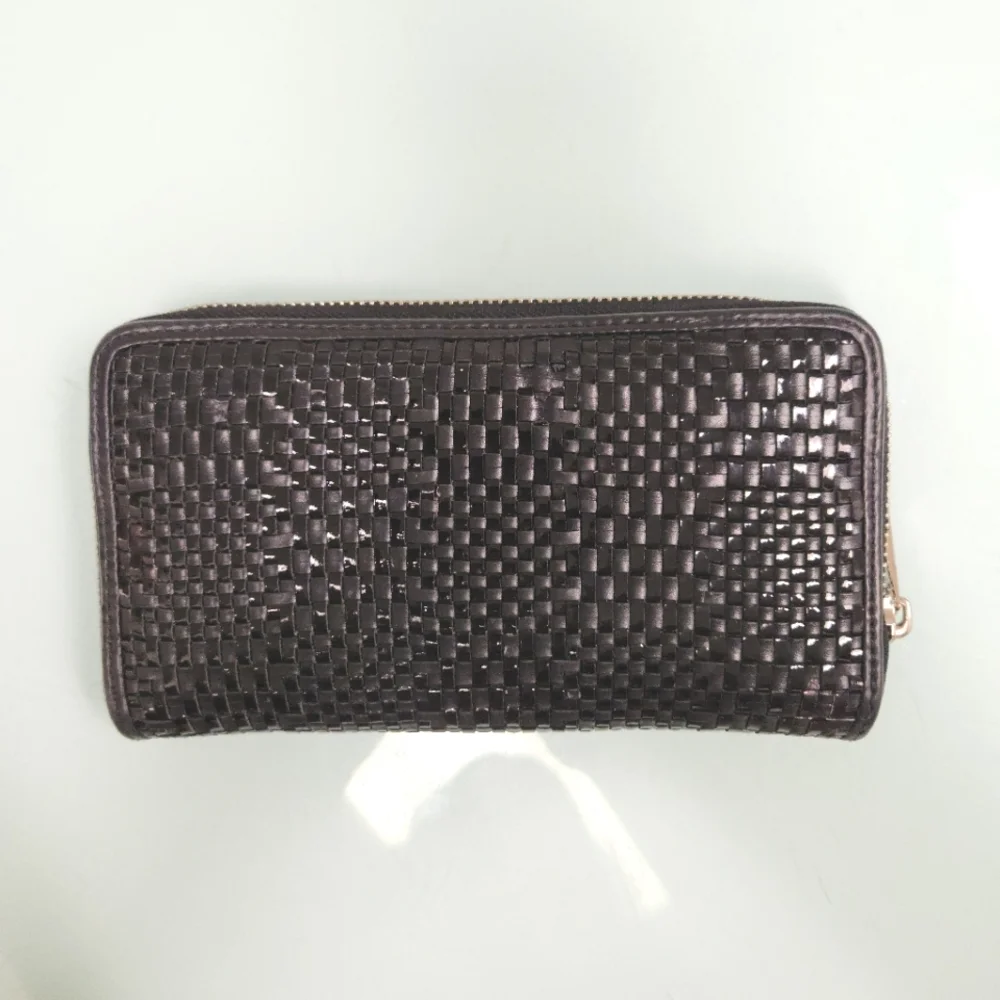 Tory Burch Black Woven Zip-Around Wallet